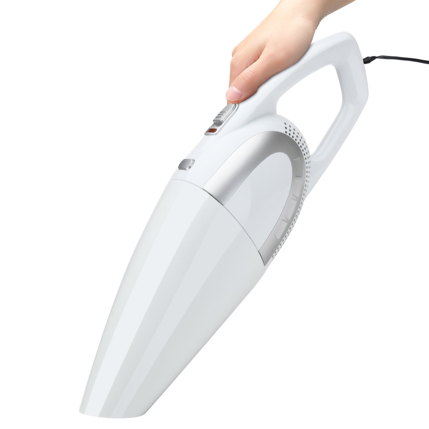 CVac007 Car Vacuum Cleaner, Portable Handheld Auto Vacuum Cleaner with Ultra Strong Suction Wet and Dry, Lightweight with 14.8' (4.5M) Power Cord, DC 12V, White