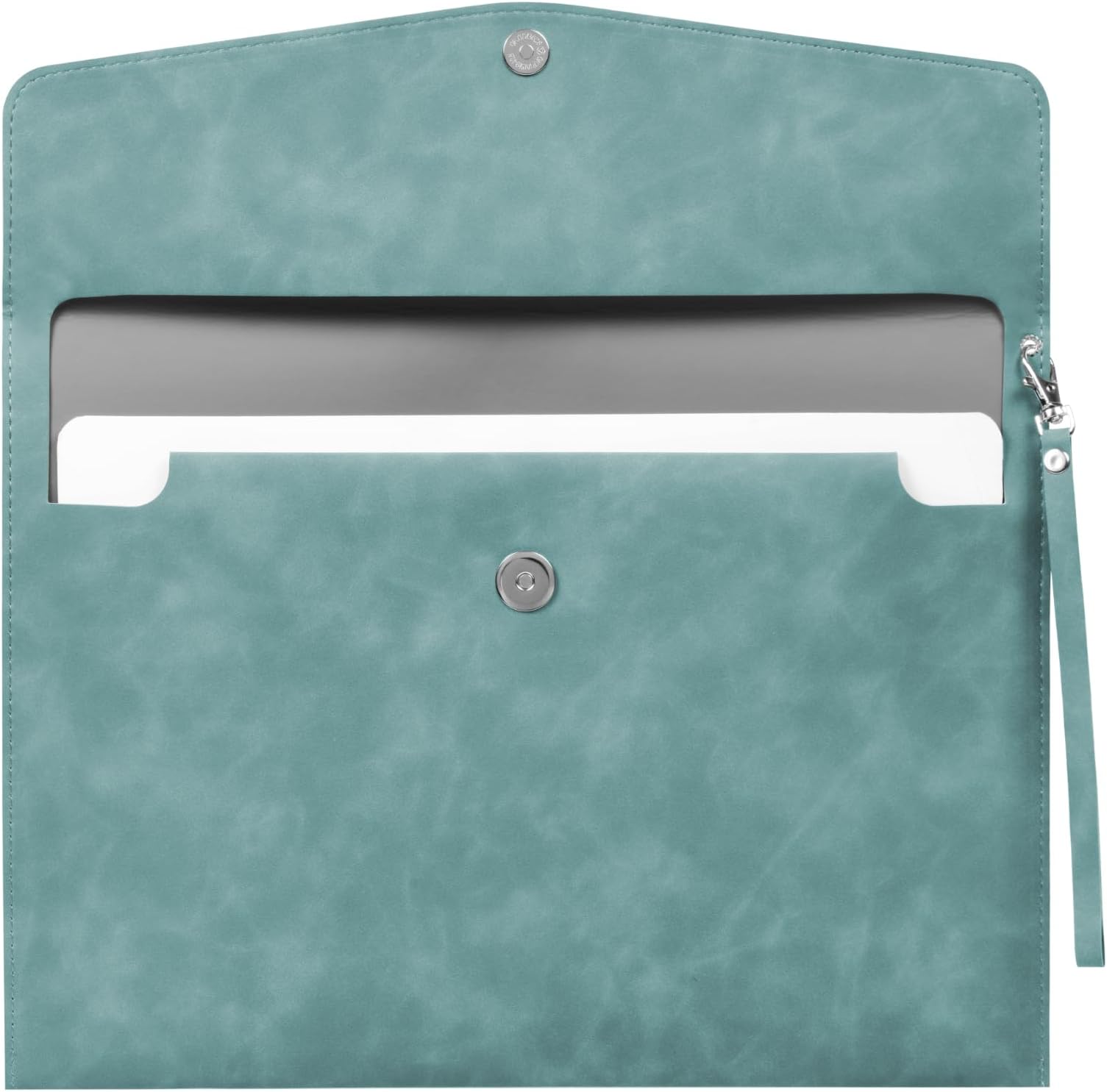 OFFCUP Envelope Documents, A4 Leather File Folder, Portable PU Document Bag with Pockets, Travel Portfolio Bag Holder Organizer for Document Stationery Organizer Tablet PC Sleeve (Blue)