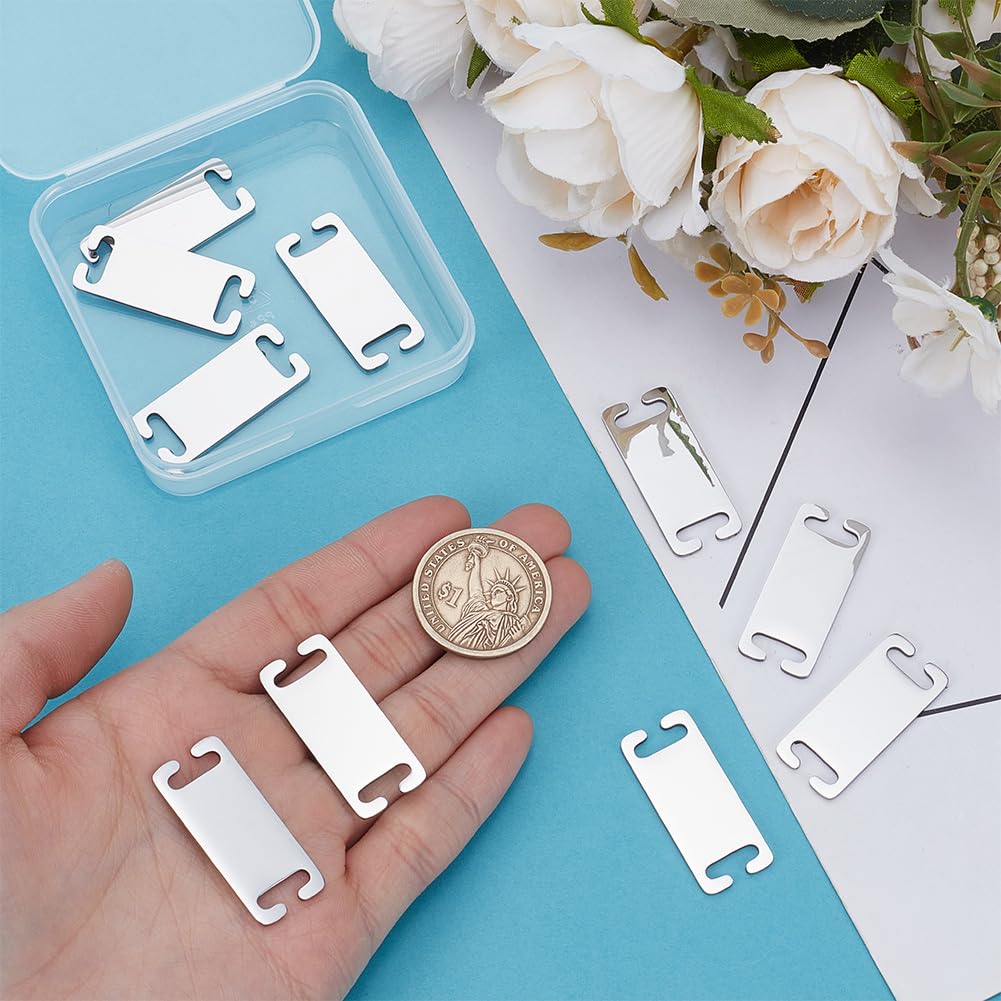 UNICRAFTALE 10Pcs Personalized Dog Collar Silent Engraved Slide On Pet ID Tag Adjustable Dog Collar Stainless Steel Stamping Blank Tag Rectangle Pet Collars Tags for Cats and Dogs 35mm - Image 3