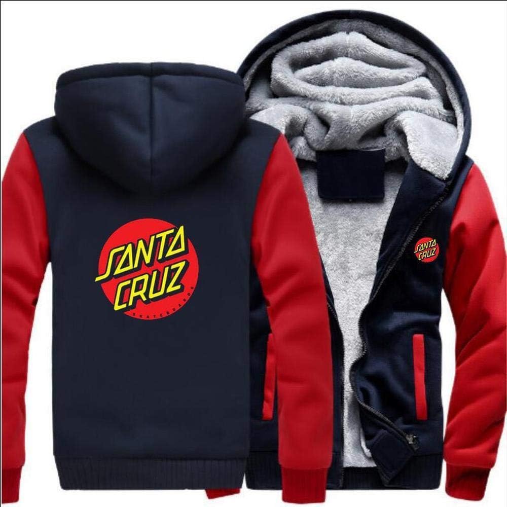 Outwear Hoodie Sweatshirt - Santa Cruz Skateboard Print Men's Warm Sweater Jacket Zip Baseball Uniform Long Sleeve Pullover Top Red-M