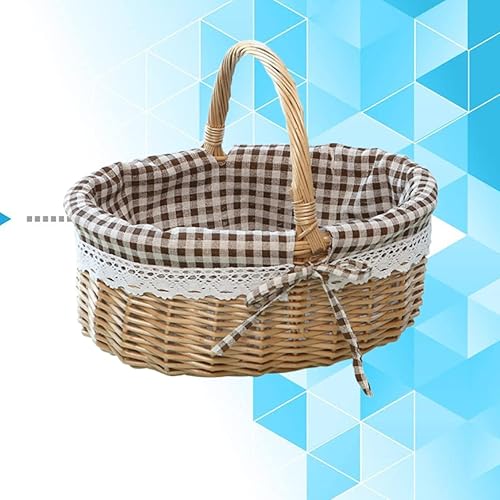 Miniatura 3 de Cesta de flores de boda al aire libre Cesta de Pascua tejida a mano natural Cesta de estante Cesta de estante para mujer Bolsos con asa superior