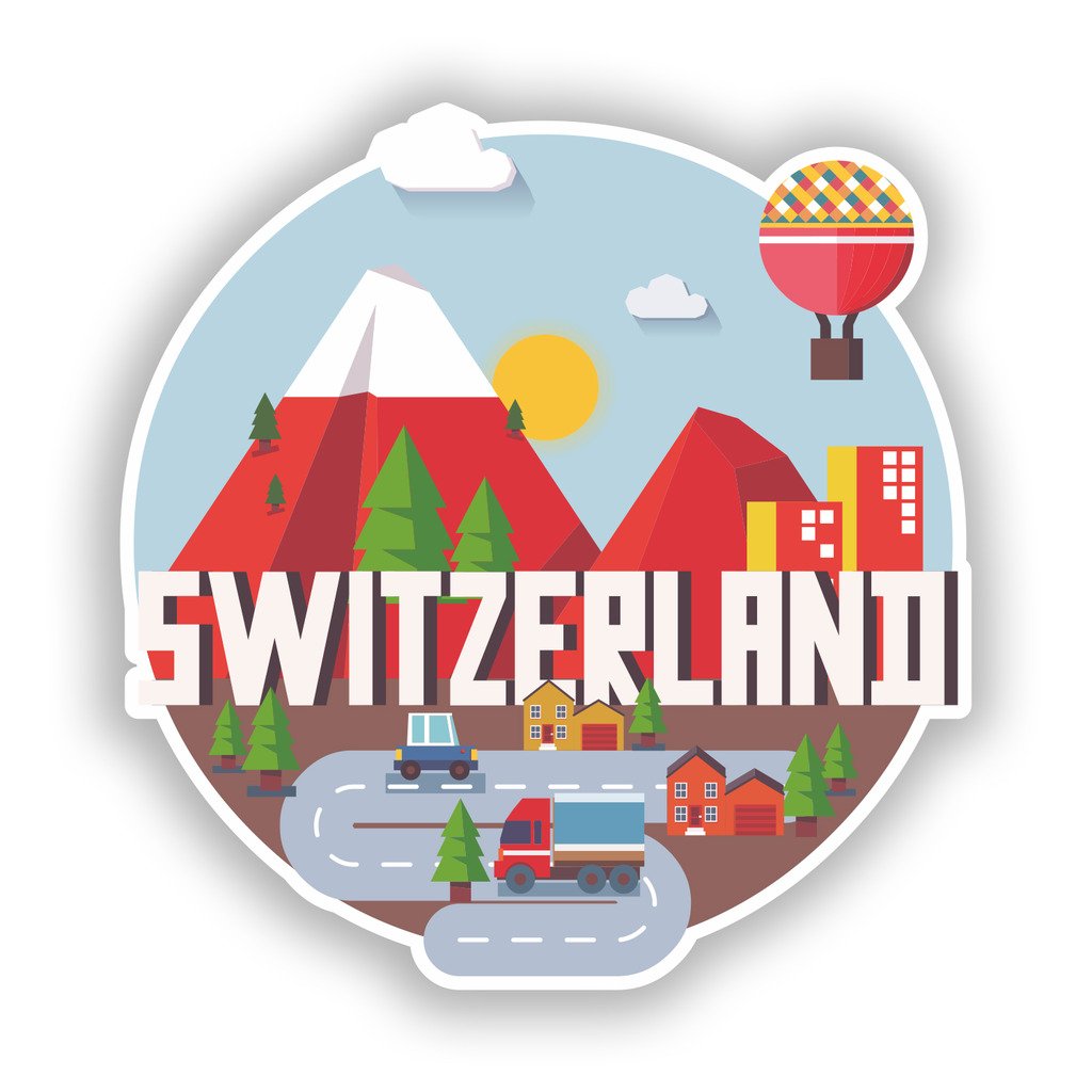 Destinationvinyl Multi 2 X 10Cm/100Mm Switzerland Vinyl Stickers Travel Luggage #10402