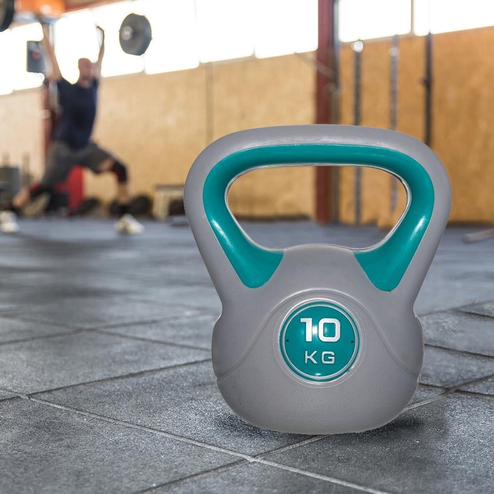 BAKAJI Kettlebell in Ghisa per Palestra e Riempimento Cemento, Fitness, Riabilitazione, Esercizio, Allenamento Forza, Impugnatura Ergonomica Anti-Scivolamento, Fondo Piatto (10, Chilogrammi)