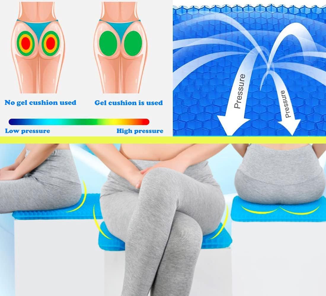 BIGXEN Egg Gel Seat Cushion, Breathable Gel Cushion Chair Pads with Non-Slip Cover for Home Office Car Wheelchair, Honeycomb Design As Seen On TV-1PCS 1