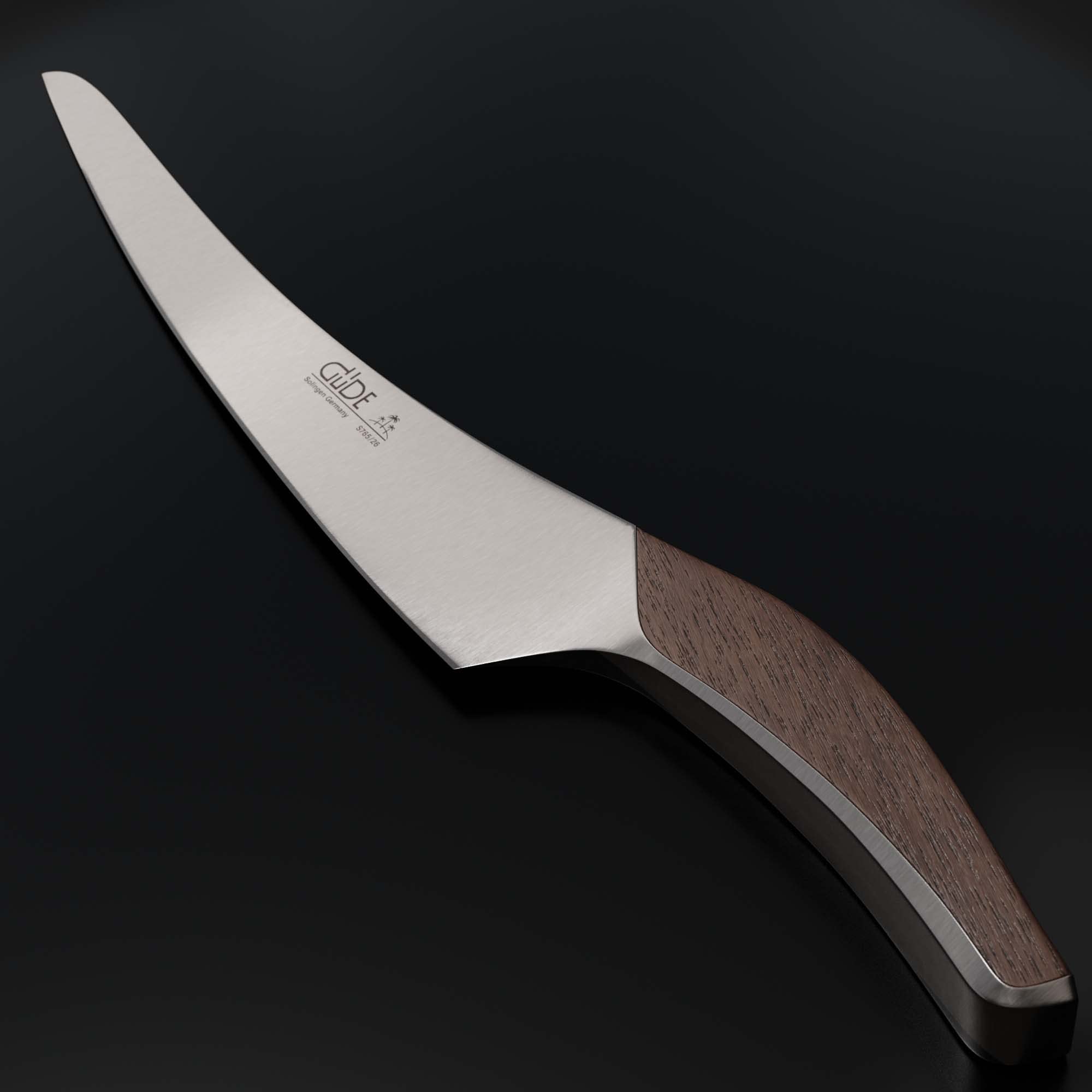 GÜDE Solingen - Tranchiermesser geschmiedet, 26 cm, Räuchereiche, SYNCHROS, Handmade Germany, Braun