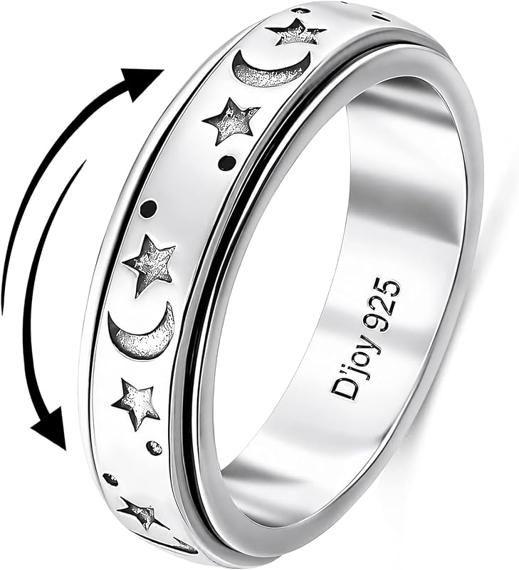 Shop LC 925 Sterling Silver Spinner Fidget Anxiety Ring for Women