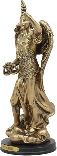 Miniatura 3 de Ebros - Estatua de arcángel de la iglesia católica Uriel de 8 pulgadas de alto, figura de San Uriel el Arcángel con placa de nombre de latón y base