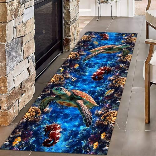 Turtle Rug Runner Amazon.com: ZLXMN Coastal Sea Turtles Rug Runners for Hallways,2x6ft ...