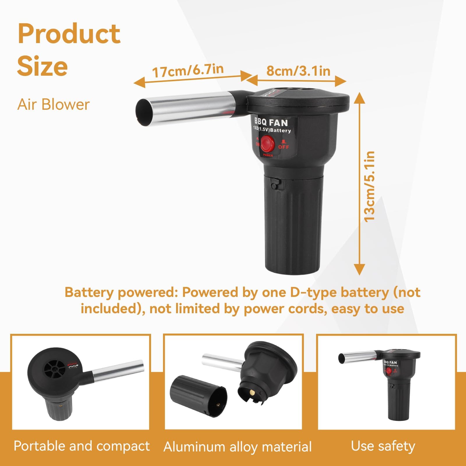 Soplador portátil para fuego, bomba de aire eléctrica para barbacoa, Fuelle para chimenea, soplador de aire para barbacoa soplador fuelle de mano para acampada y encendido de carbón