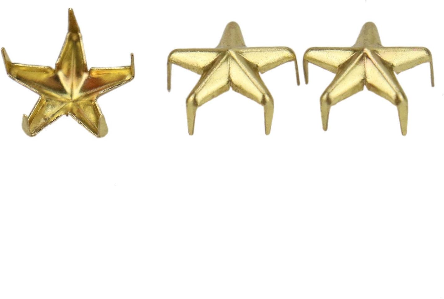 WSSROGY 10mm 200 Pieces Gold Star Studs Rivets Nailhead Studs Rivet Spike Leather Craft Rivet Spikes Stud for Leather Clothing
