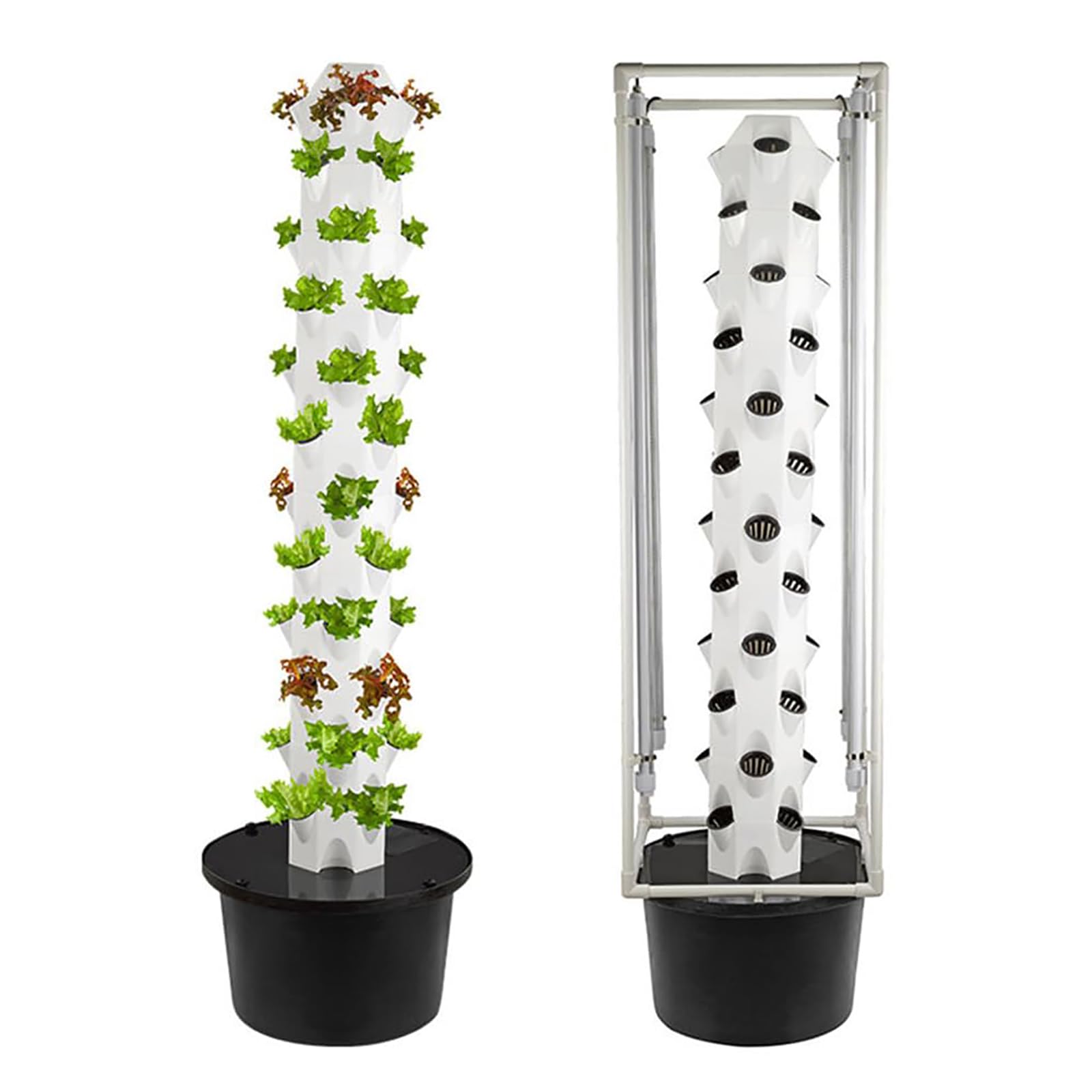 48 Pods Hydroponics Growing System Aeroponics Growing Tower with LED Grow Light Vertical Herbs Garden Planter, Plant Germination Aeroponics Growing Kit with Hydrating Pump,Adapter,Net Pots,Timer