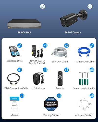 Miniatura 9 de 4K/8.0 megapíxeles y 130 ° ultra gran angular de 2 vías de audio PoE al aire libre Sistema de cámara de seguridad para el hogar con cable Sistema de