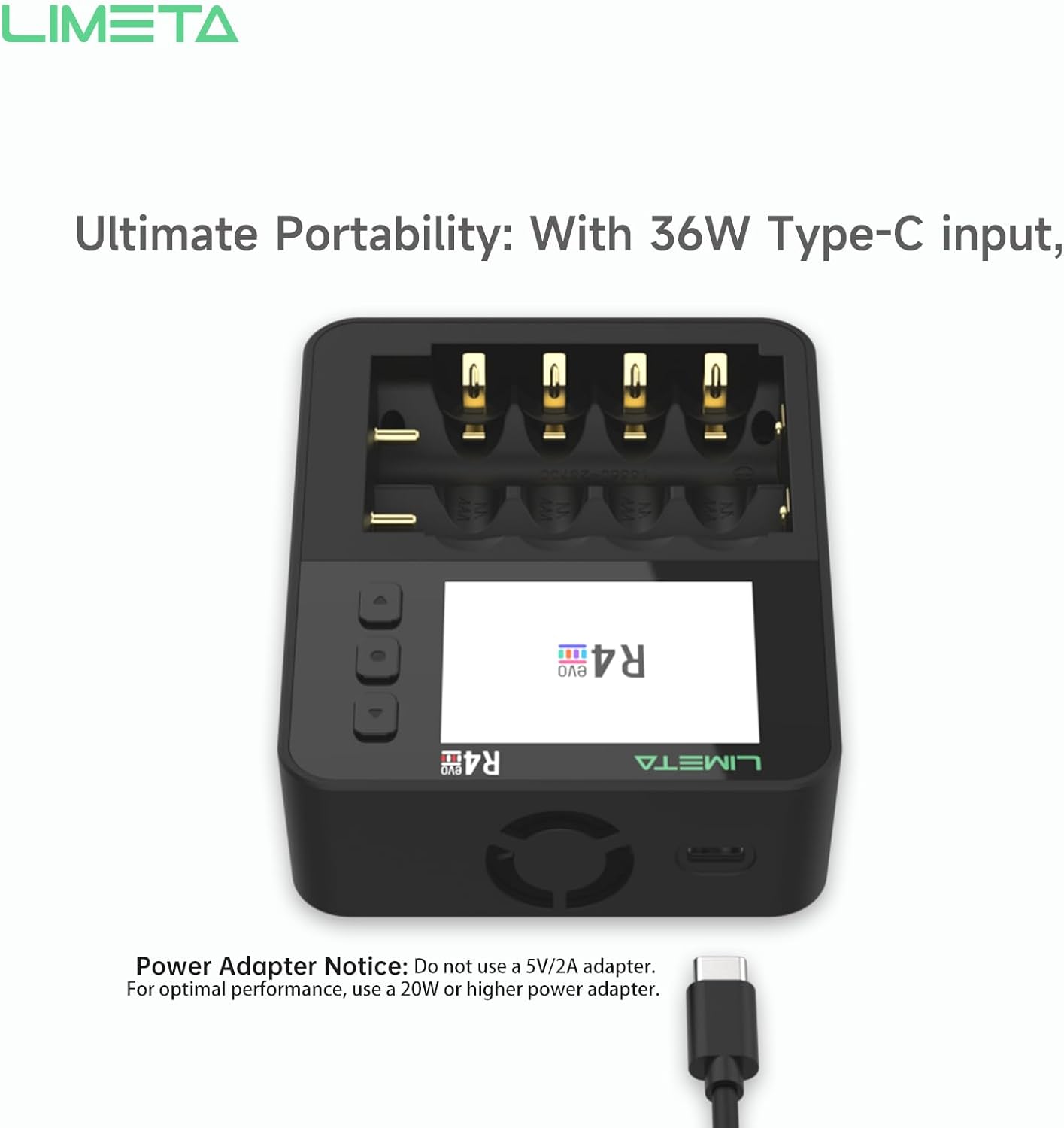 LIMETA R4 EVO Smart Battery Charger for 1.5V Lithium Rechargeable Batteries AA AAA Fast Charger for 1.2V Ni-MH/Ni-Cd, Ni-Zn, 3.7V Li-ion 18650 21700 - Professional with Discharge Refresh Anazlye - Image 3