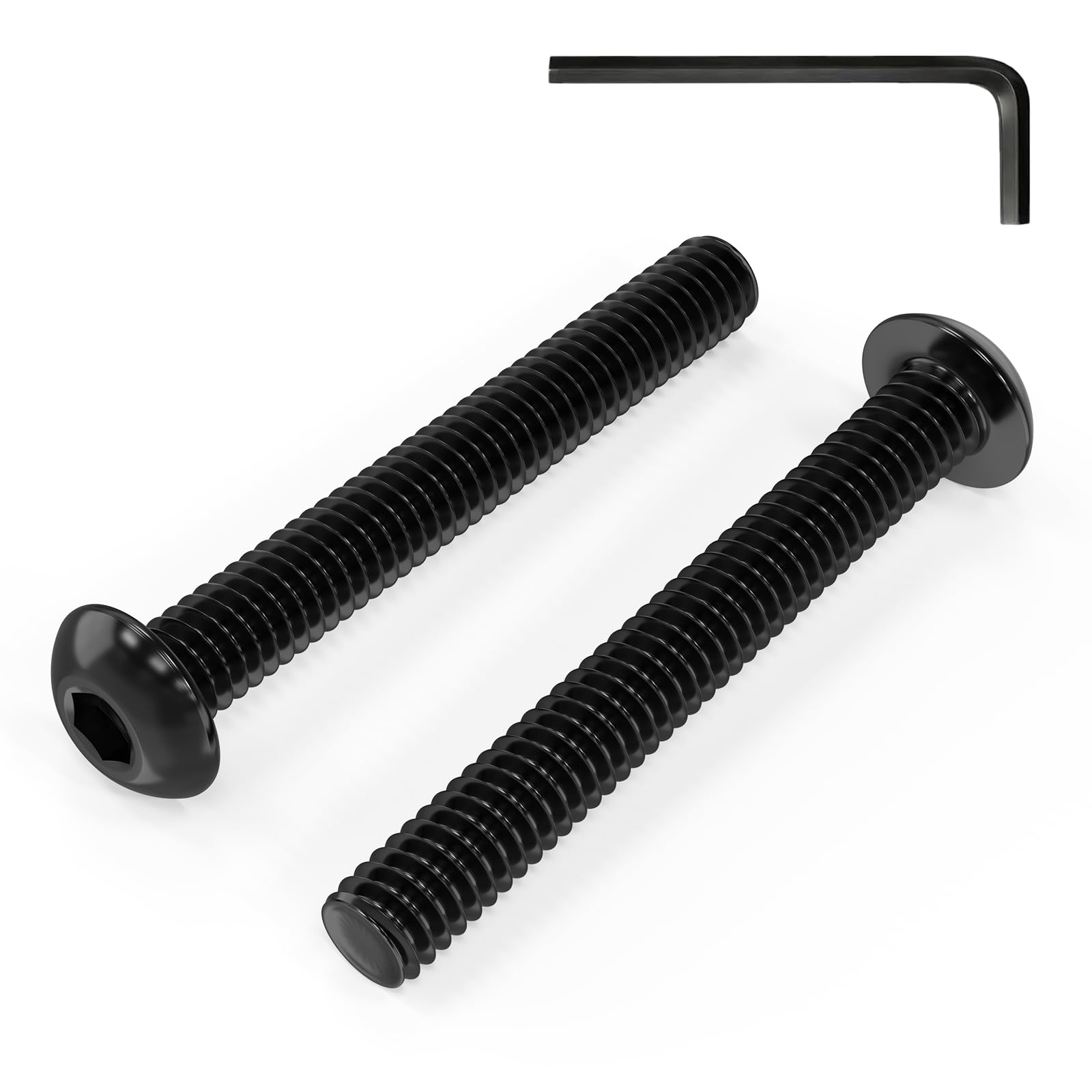 Zynthor 50Pcs M4 Bolts, M4 x 30mm Button Head Socket Cap Bolts Screws, Allen Hex Drive, Carbon Steel, Black Oxide, with Hex Spanner
