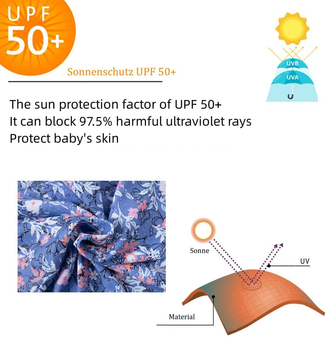 UMELOK Baby Girl Swimsuit Infant Rash Guard Swimwear UPF 50+ Sun Protection Bathing Suit - Image 3