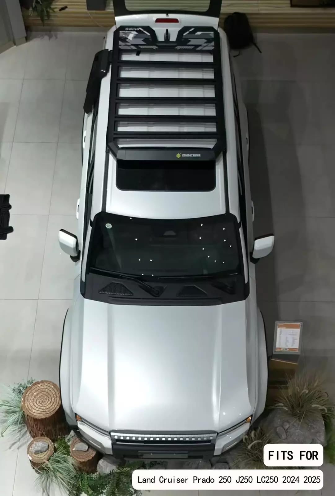 YiXi-Partswell Roof Basket Carrier Luggage Box Frame Fit Land Cruiser Prado J250 LC250 2024 2025, Aluminum, Easy Snap Mount, Hard Shell, Black, Not Water Resistant, 300KG Capacity