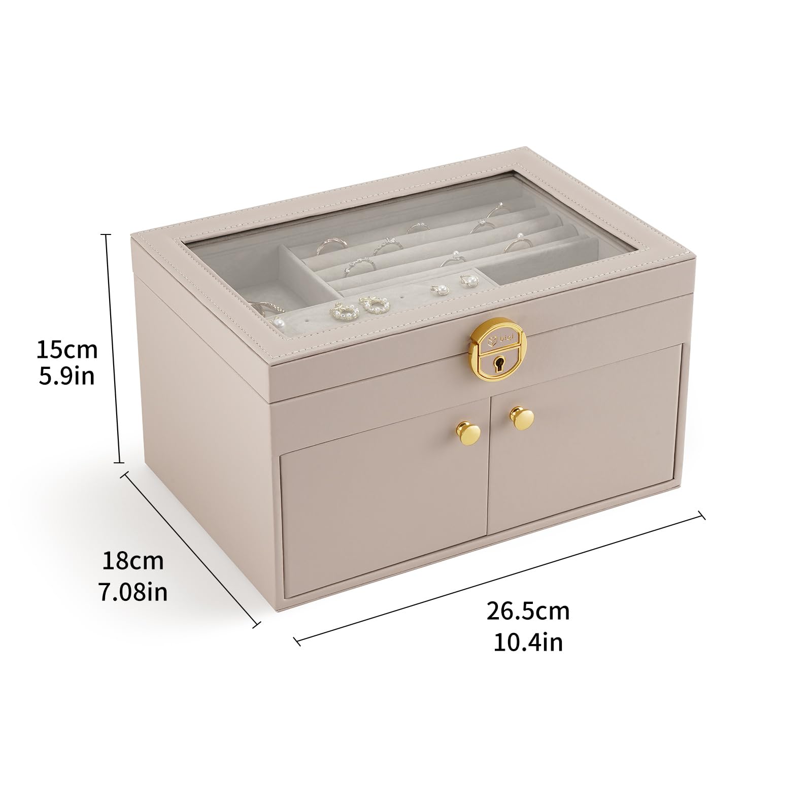 BIQI MUSSE Clear Lid Jewelry Organizer, 3 Layers Jewelry Box Large