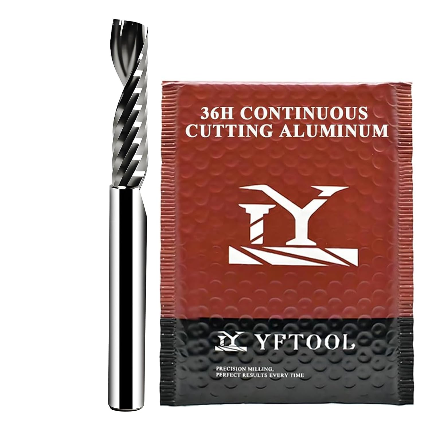 36h Continuous Cutting Aluminum 1/4 Shank Router Bits: K20 Performance Carbide CNC O Flute Spiral Upcut End Mills for ACP, Acrylic, PVC , HDPE & Plastic, Wood 1 Inch CL, 2 1/2 OVL