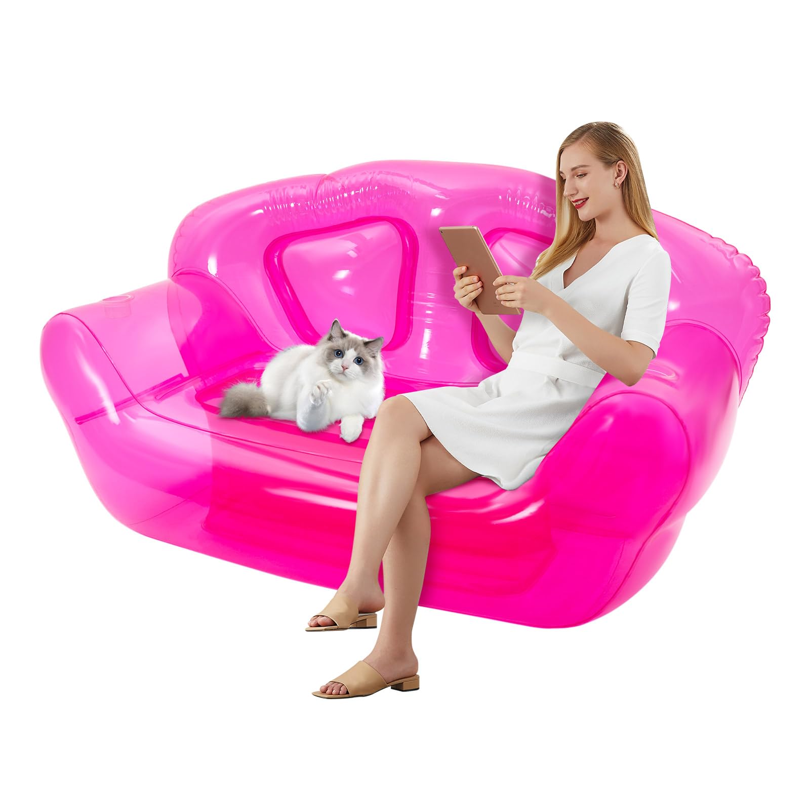Photo 1 of **SIMILAR ITEMS**SHIPUNAYE Transparent Inflatable Sofa, 440lbs Capacity Double Person Seat Air Couch, Portable PVC Blow Up Chair for Indoor Outdoor, Beach, Yard, Camping, Patio, Living Room (Red)