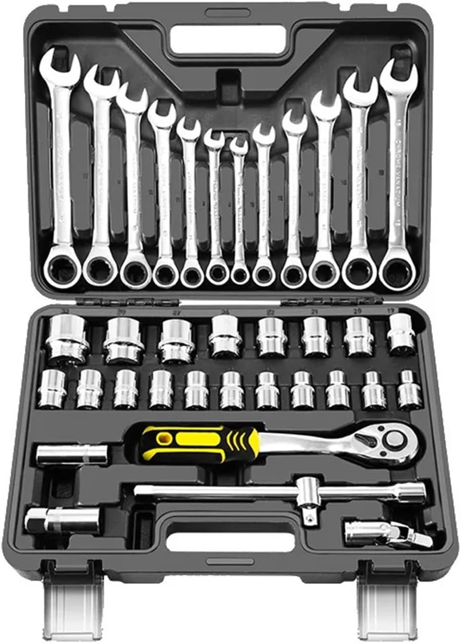 Compatible with 37-Piece Auto Repair Sleeve Tool Multi-Functional Ratchet Wrench Set Car Home