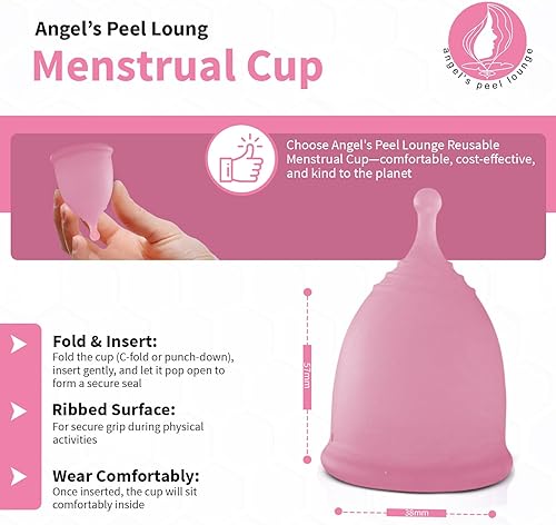 Miniatura 2 de Angel's Peel Lounge Copa menstrual para mujer, taza de silicona suave y flexible 100% de grado médico, sin fugas, protección contra fugas de 12