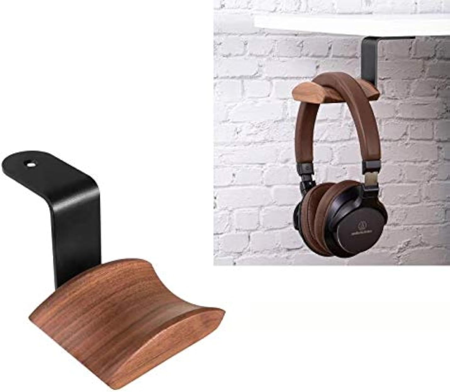 Headphone Hanger Holder Wall Mount,Headset Stand Hook Under Desk Walnut ...