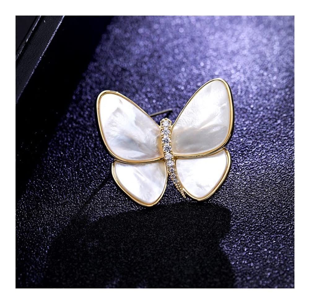 Spilla da Donna Farfalla in Metallo da Donna con Strass intarsiato, Spilla, pinerium Bianco, pneuminopatia, Decorazione Giacca Giacca Versatile Fiore Seno
