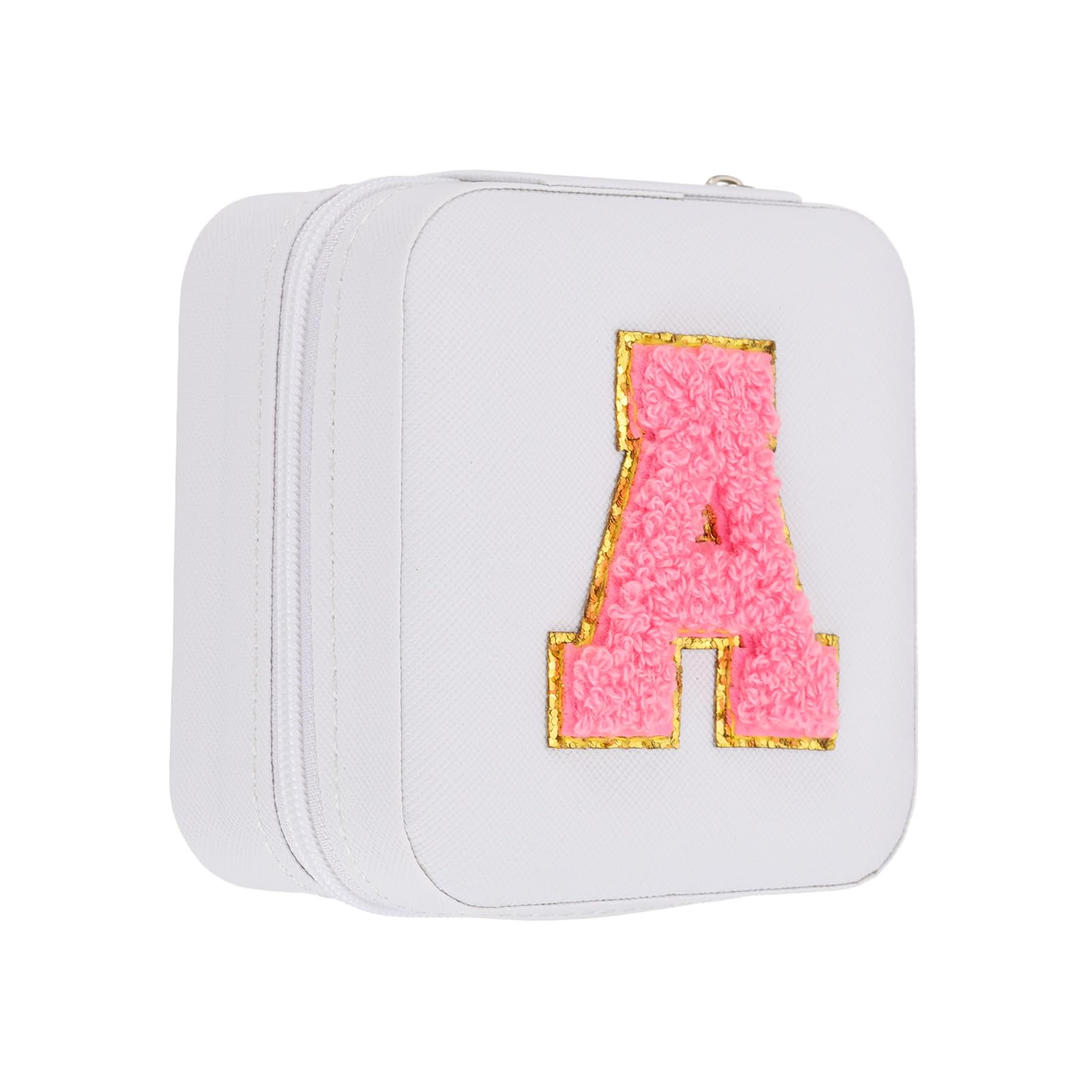 Boîte à bijoux voyage initiale A blanche, idée cadeau anniversaire pour femme