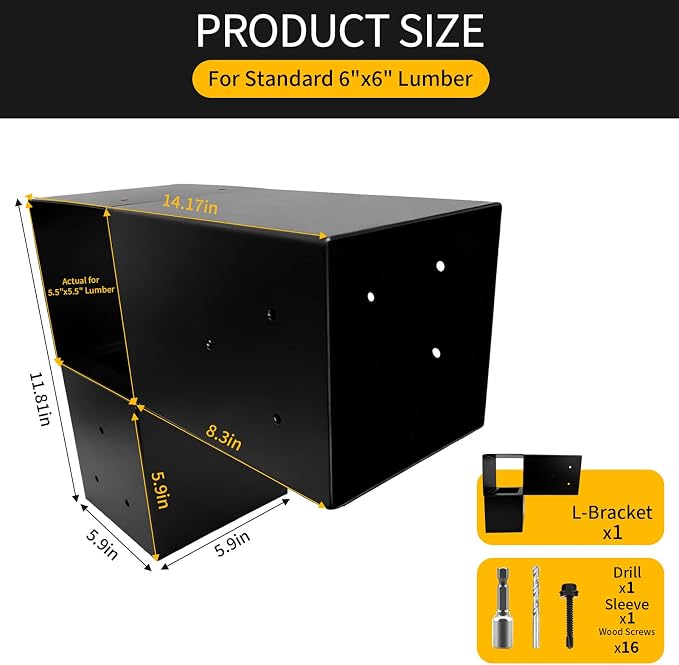 Soporte en L para viga 1 unidad acero negro miniatura 3