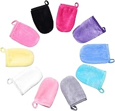 10 Pcs Microfiber Shower Gloves, Reusable Makeup Remover Gloves, Super Soft Microfiber Wash Gloves with Buckle, for Makeup Removal and Bathing, 10 Colors