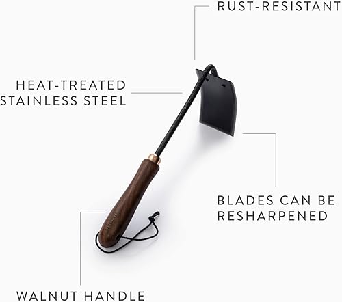 Miniatura 3 de Barebones Azada cuadrada de mano  Azada de jardín para deshierbar con un mango largo  Herramienta de jardinería japonesa, herramienta de jardín de
