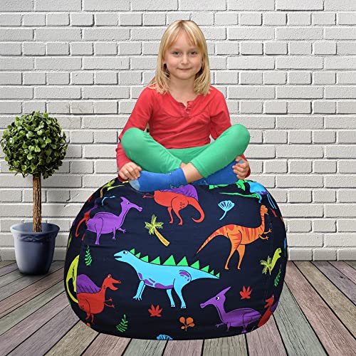 Dashn Products Bean Bag Chair For Kids - Stuffed Animal Toy Storage Cover With Zipper - Dinosaur X-Large - Toddlers, Teens, Boys, Girls - Playroom, Bedroom Decor #TOP6
