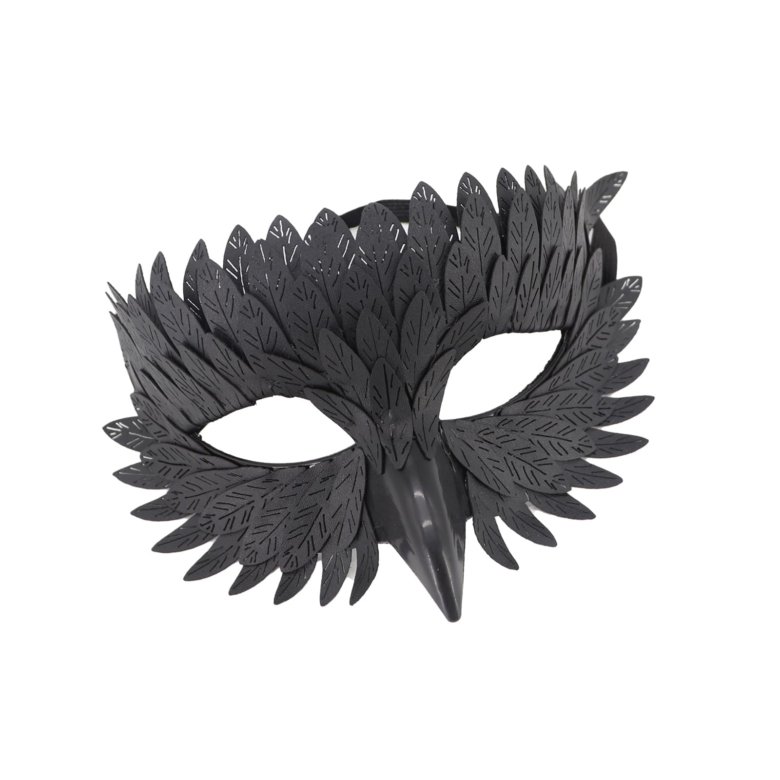 Hxnh Unisex Black Halloween For Women Bird Beak Owl Feathered Half Face Carnivals Masquerades Party