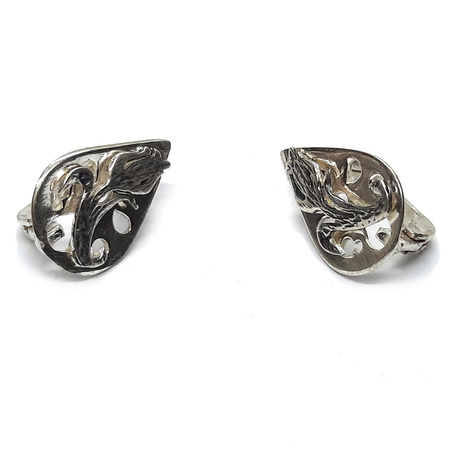 Boucles d'oreilles 925 argent massif véritables fleurs ciselées main