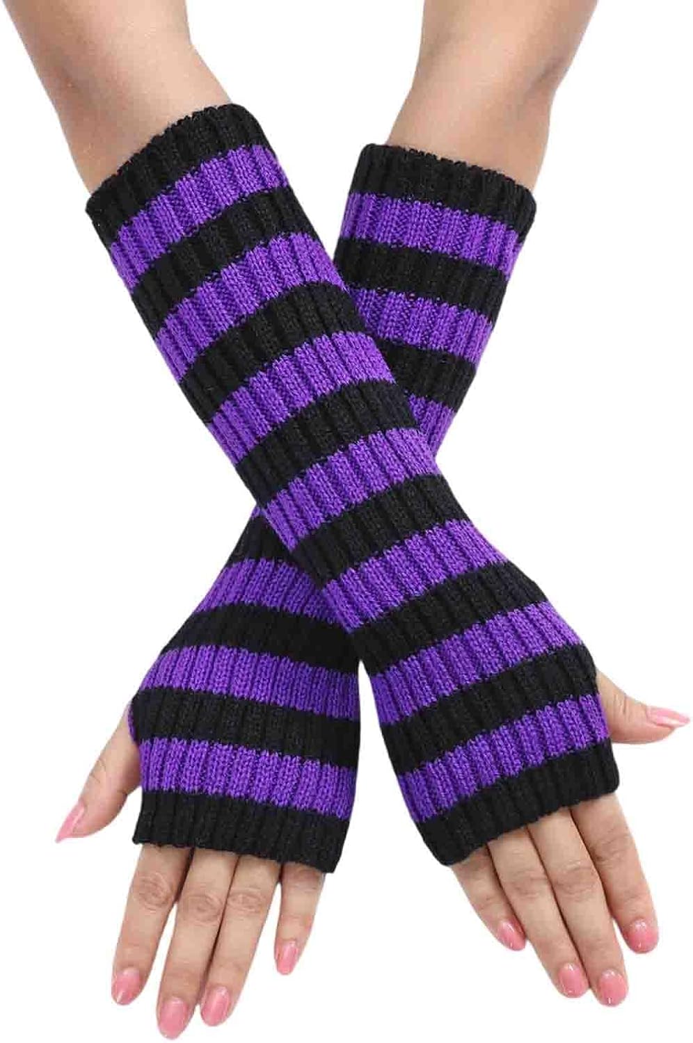 BXCNCKD Grunge Glove Accessories Fairy grunge clothes Crochet aesthetic arm warmer Goblincore accessories Zebra stripes Glove