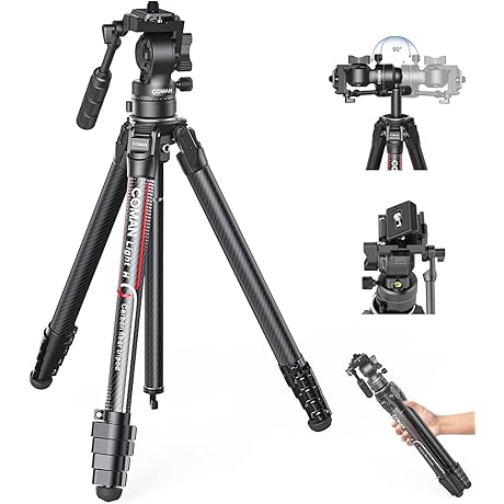 COMAN 61-Inch Marsace Carbon Fiber Tripod - Professional-Grade Camera Tripod For Stability and Precision