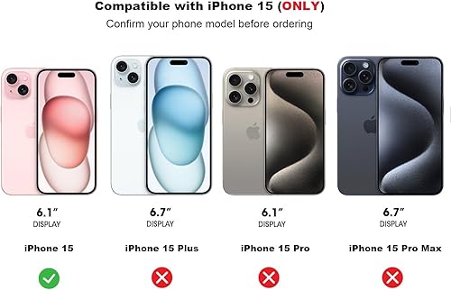 Miniatura 2 de Funda diseñada para iPhone 15 con soporte, compatible con MagSafe, parte trasera de policarbonato transparente antiarañazos + parachoques de TPU a