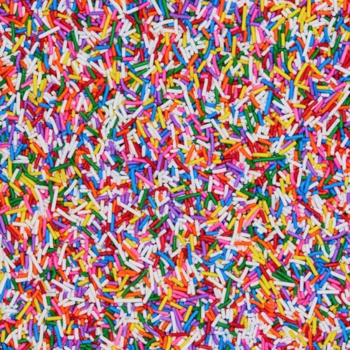 Image of Fancy Sprinkles Classic Rainbow Crunchy Jimmies | Rainbow Sprinkles for Cake, Cupcake & Cookie Decorating | Funfetti & Ice Cream Topping | Birthday & Everyday | 2 Pack (0.5c)