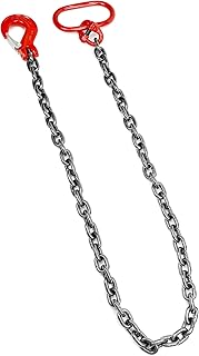 QWORK Chain Sling, 3/8" x 6' Single Leg Chain Sling with Hook, 6614 lbs Load Capacity, G80 Alloy Steel Engine Lifting Chain, for Machinery, Ports, Building, Red