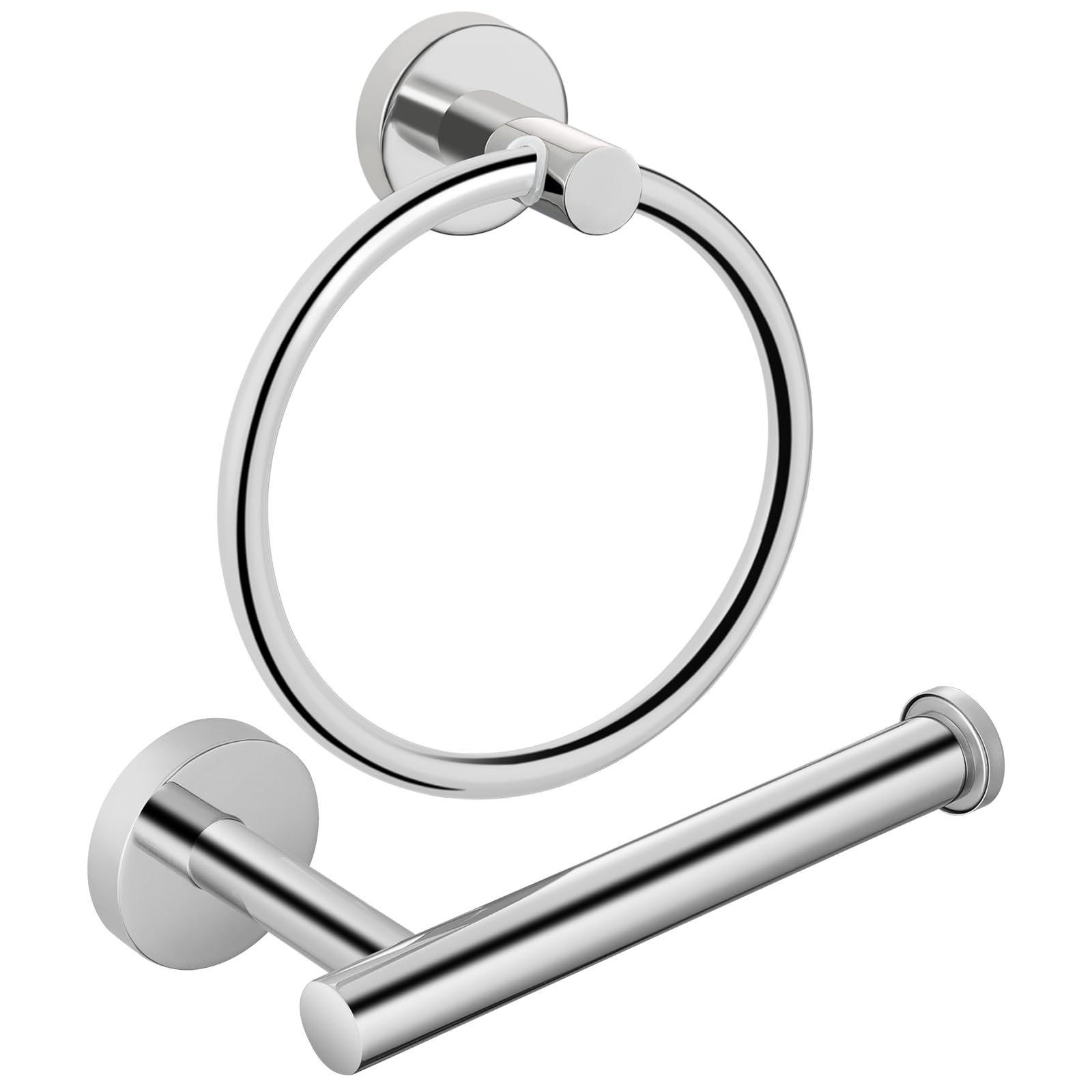 Towel Ring & Toilet Paper Holder, 2 Piece Bathroom Hardware Set, Stainless Steel SUS304