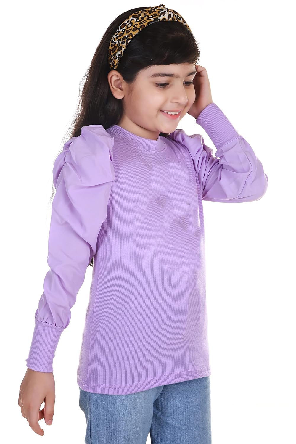 KIROTO Stylish & Fancy Full Sleeves Tops for Girls Puff Sleeve Top (Cotton) Girls Kids Top (13-14 Years) Purple 1