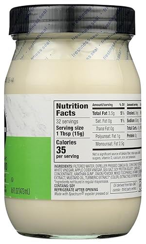 Miniatura 4 de Mayonesa, canola, ligera, sin huevos, vegana, 16 onzas por Spectrum Naturals Condiments