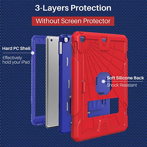 Image of Herize iPad 9th Generation Cover 10.2 Inch for Kids 2021 with Pencil Holder | iPad 9th Generation Cover 7 8 9 Gen with Stand | Heavy Duty Rugged iPad 8th /7th Gen Case 2020 /2019 | Red Blue