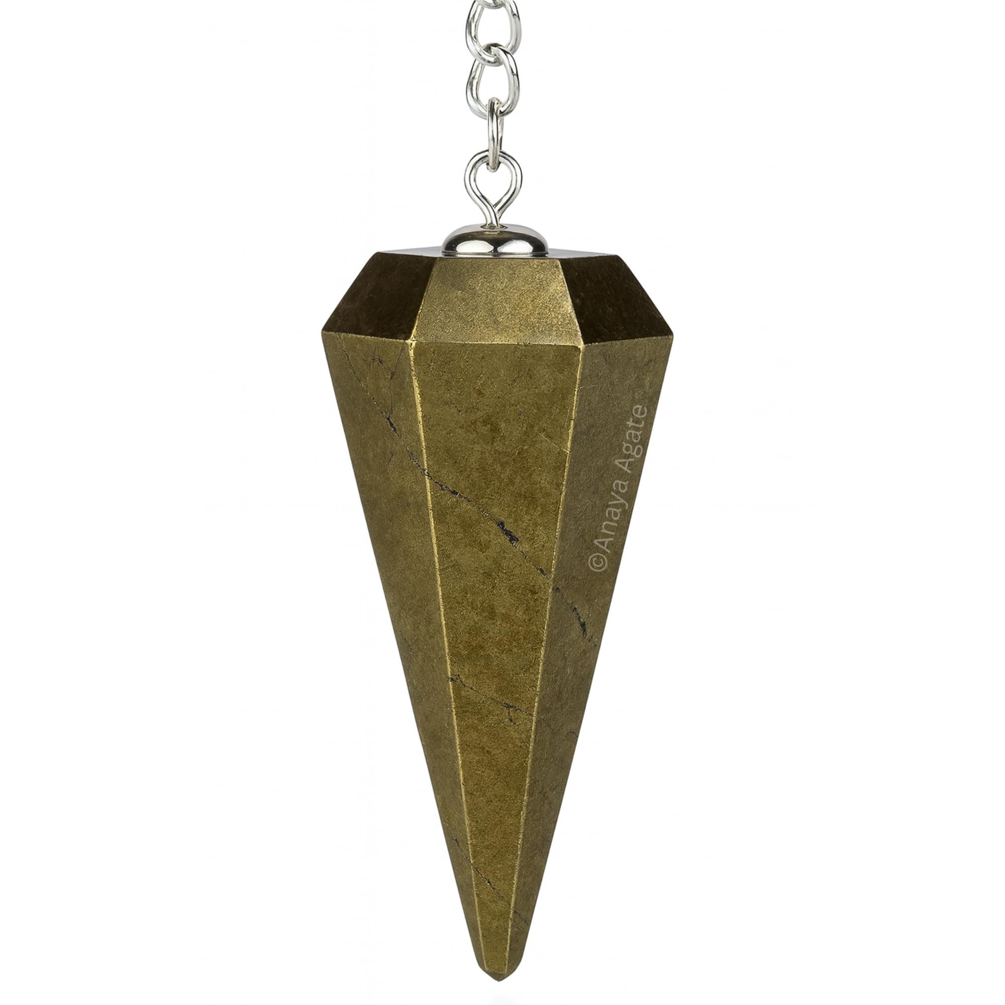 Pyrite Pendulum, Chakra Pendulum with Chain, Certified Dowsing Crystals and Healing Stones for Divination Meditation, Chakra Balancing and Crystal Grid, Natural Gemstone Pendulums