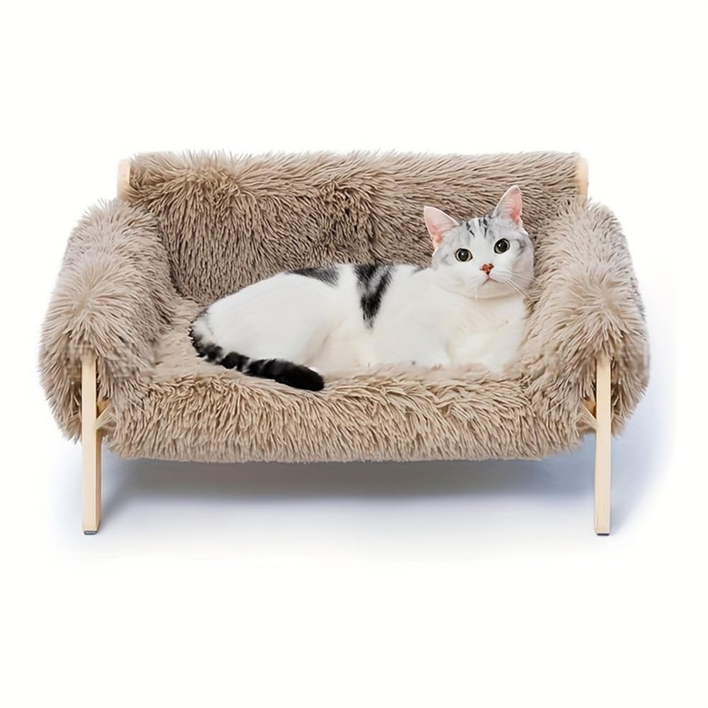 ALINUOYQ Elevated Cat Desk Bed, Raised Cat Bed with Removable Mattress Cover for Indoor, Dog Sofa Beds for Kitty Puppy Or Small/Medium Animal, Elevated Kitty Chair for Pet