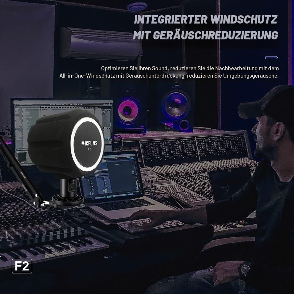 Professioneller Mikrofon Windschutzscheiben Pop Filter, Akustikfilter für 45-60cm Aufnahmestudio-Mikrofone, schallabsorbierender Schaumstoff, der Lärm und Reflexionen reduziert (Schwarz0)