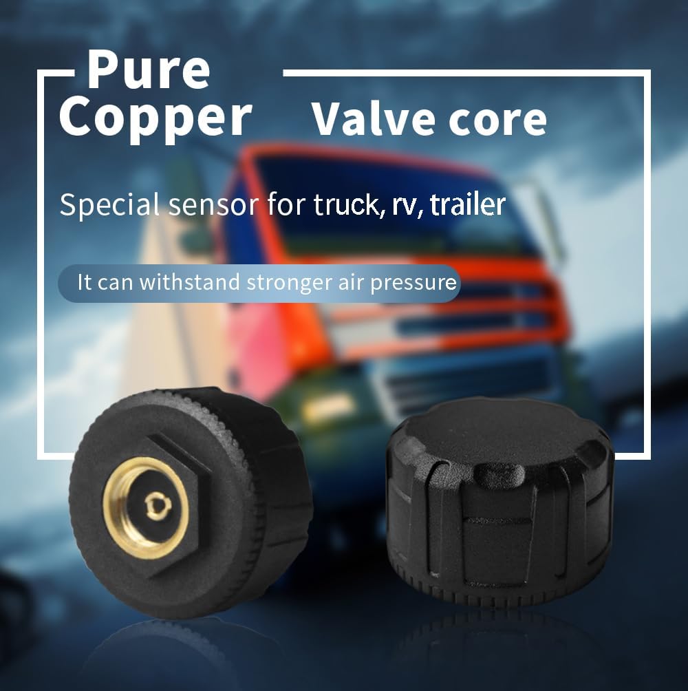 B-Qtech RV Tire Pressure Monitoring System w/6 Sensors Trailer Wireless TPMS Real Time Monitor Pressure Tempereture for Truck Motorhome Camper Pickup Bus (0-199PSI) 7 Alert Modes