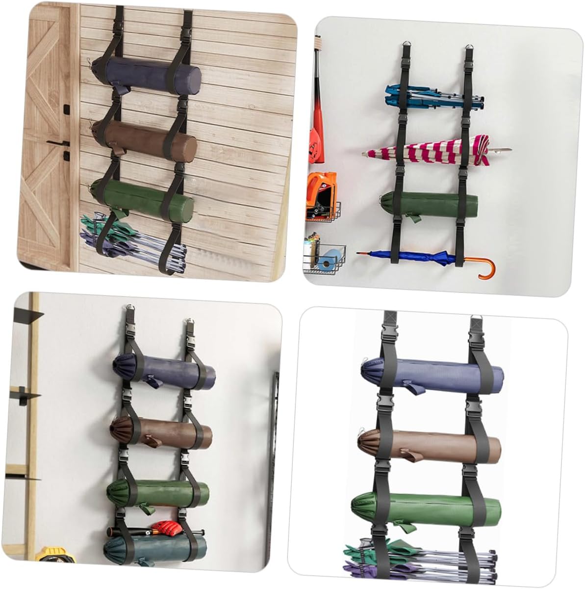 Zerodeko Adjustable Wall Hanging Storage Straps 2pcs, Multi-use Garage Wall-mount Hanging Storage Belt for Camping Chairs and Tools Organization