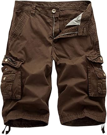Mens Cargo Shorts Cotton Twill Multi Pockets Outdoor Wear