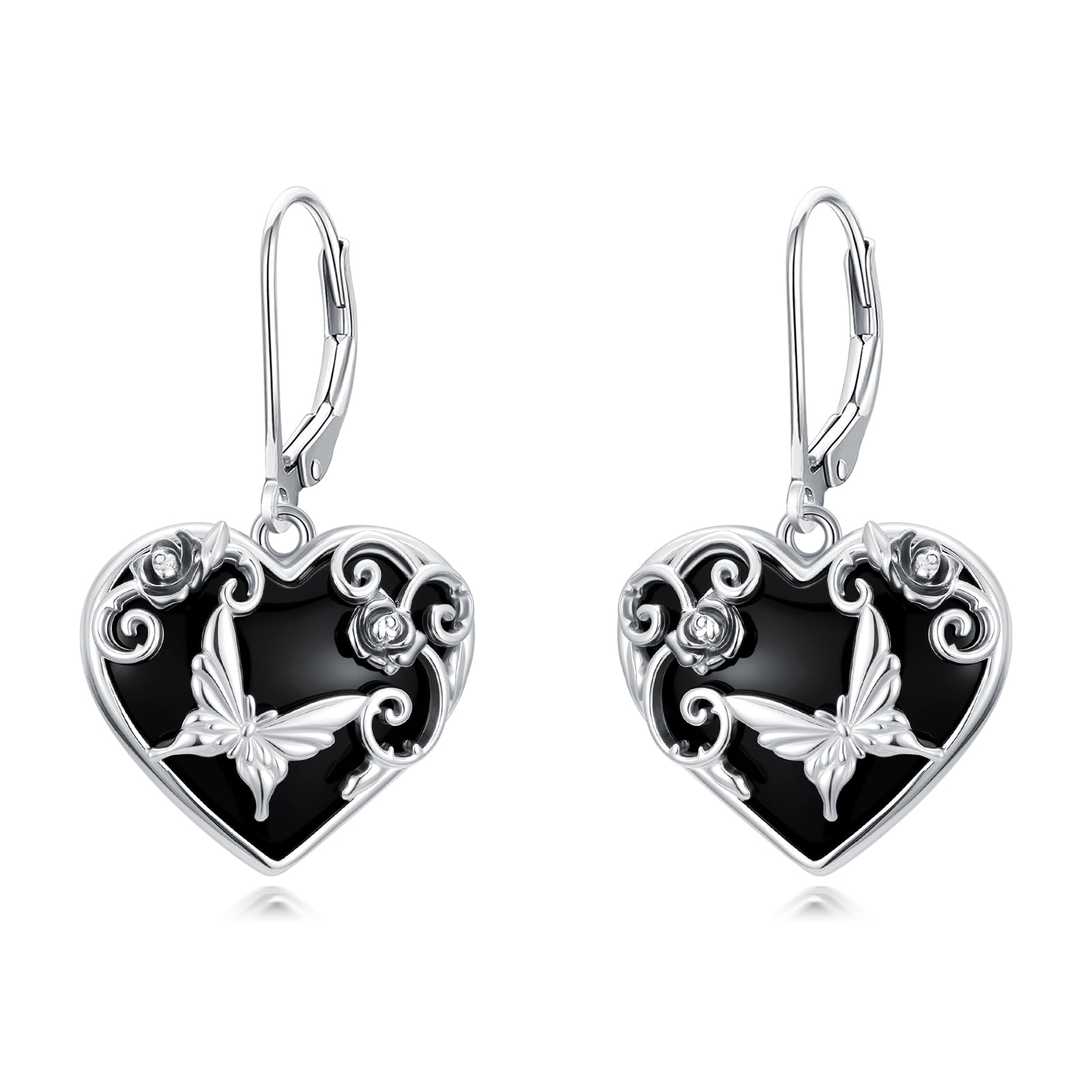 Libelle/Bienen Ohrringe 925 Sterlingsilber Schwarzem Obsidian Schmetterling/Violin/Ballerina Ohrringe Schmuck Geburtstagsgeschenk für Damen